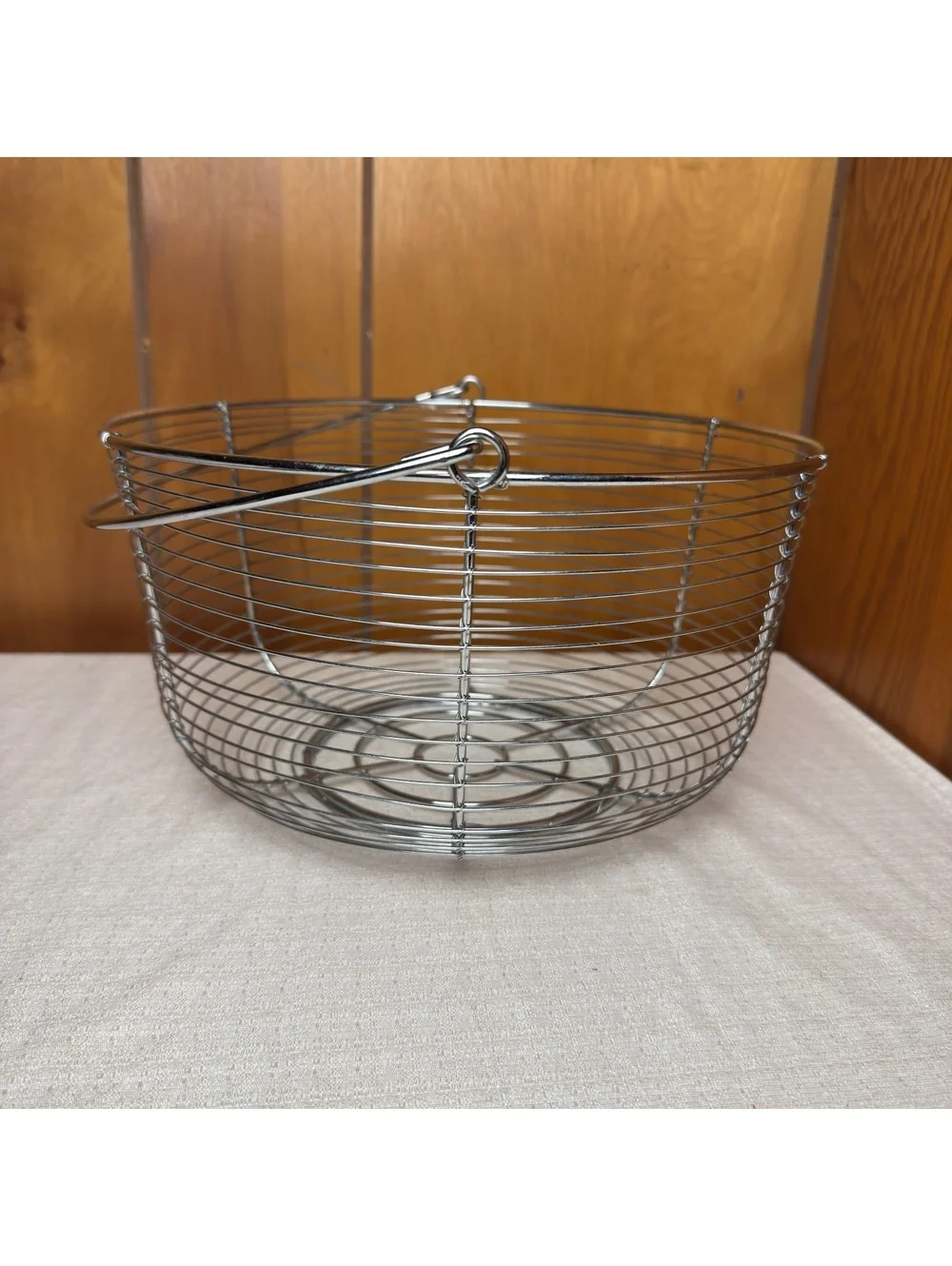Vintage Round Wire Basket Metal Storage Basket Farmhouse Kitchen Decor 11 Inch